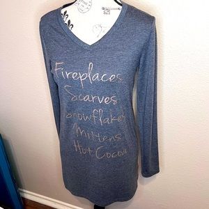 Maurice’s Grey Long Sleeved Winter Graphic Shirt with Rose Gold Lettering